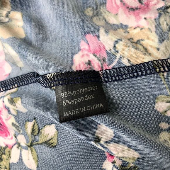 Southern Stitch Cold Shoulder Navy Floral Lace Trim Tunic Dress - Picture 7 of 9